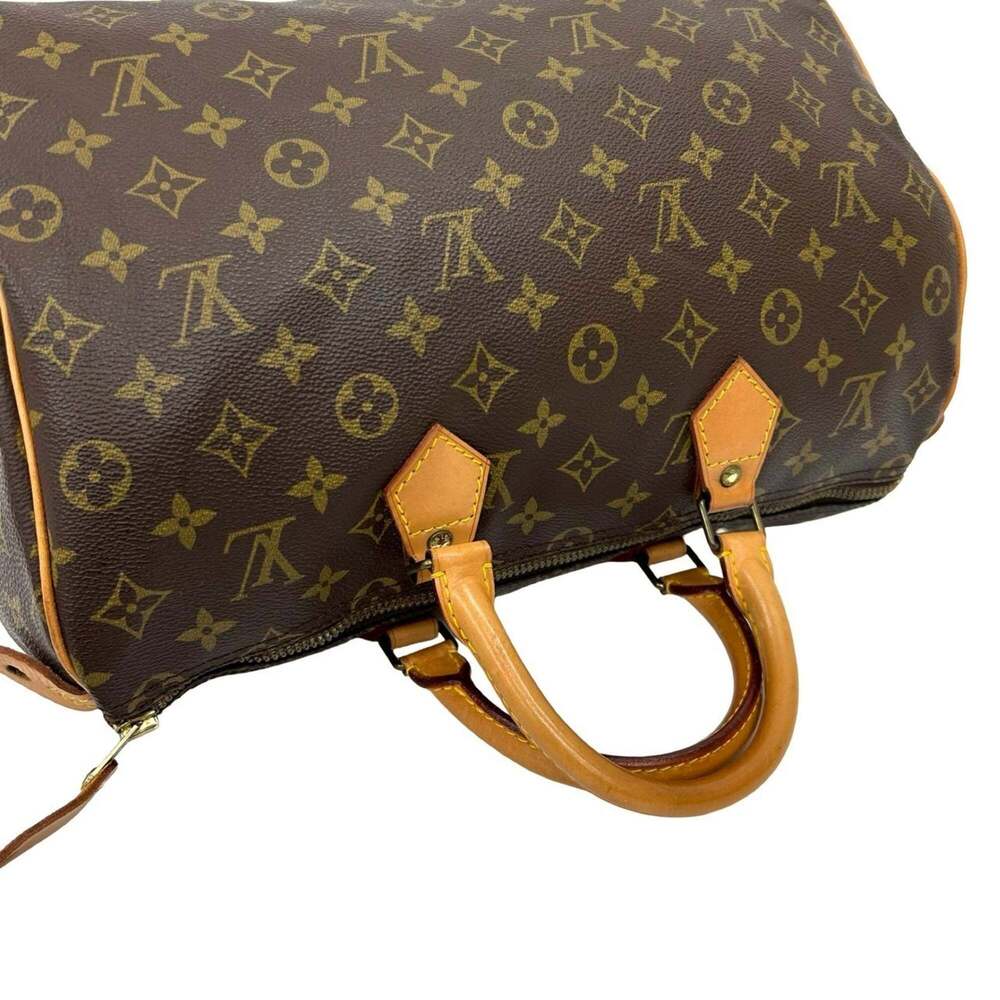 LOUIS VUITTON Brown Monogram Leather Speedy 35 Boston Bag - Picture 4 of 10